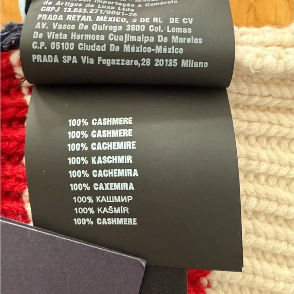 Prada Beanie Cashmere Red and White Hat - Picture 6 of 6